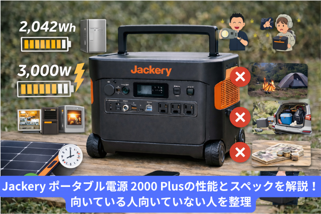 Jackery ポータブル電源 2000 Plusの性能とスペック