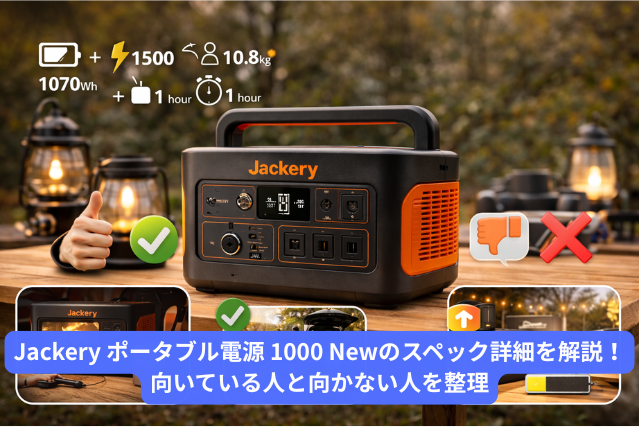 Jackery ポータブル電源 1000 Newのスペック詳細を解説