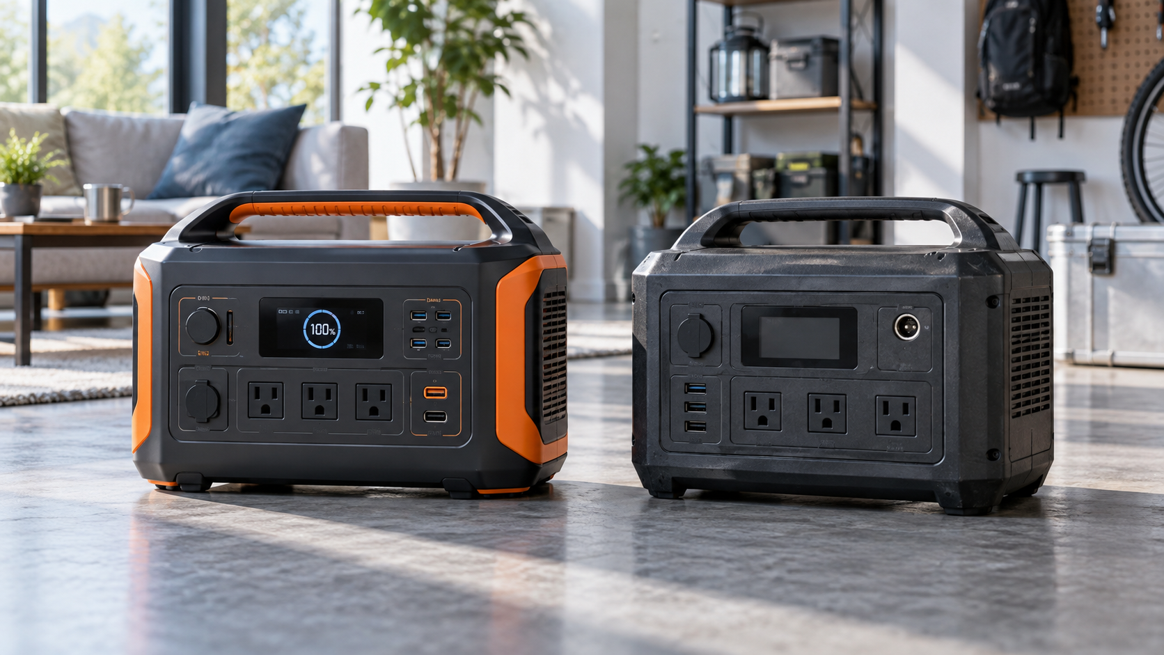 Jackery 2000Plusと2000Proの本体を並べて比較しているイメージ