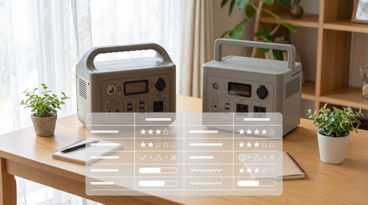 Jackery 300Dと240 Newを並べて比較しているイメージ